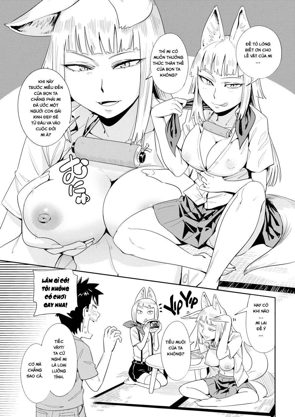 HentaiVN.net - Ảnh 8 - Đụ Thư Thái Hai Em Hồ Ly Dâm Đãng! [Juicy, Beastly Guardian Foxes] - Oneshot