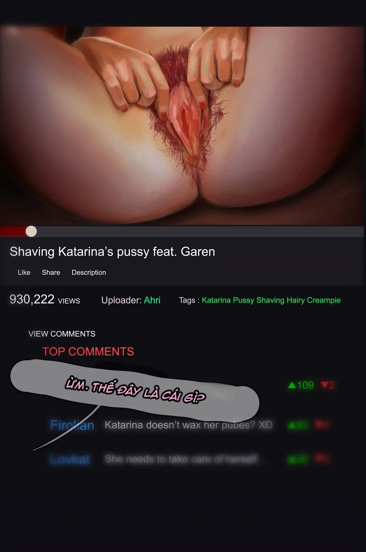 HentaiVN.net - Ảnh 80 - Cạo Lông Cho Katarina [Katarina Shaving Pussy] - Oneshot