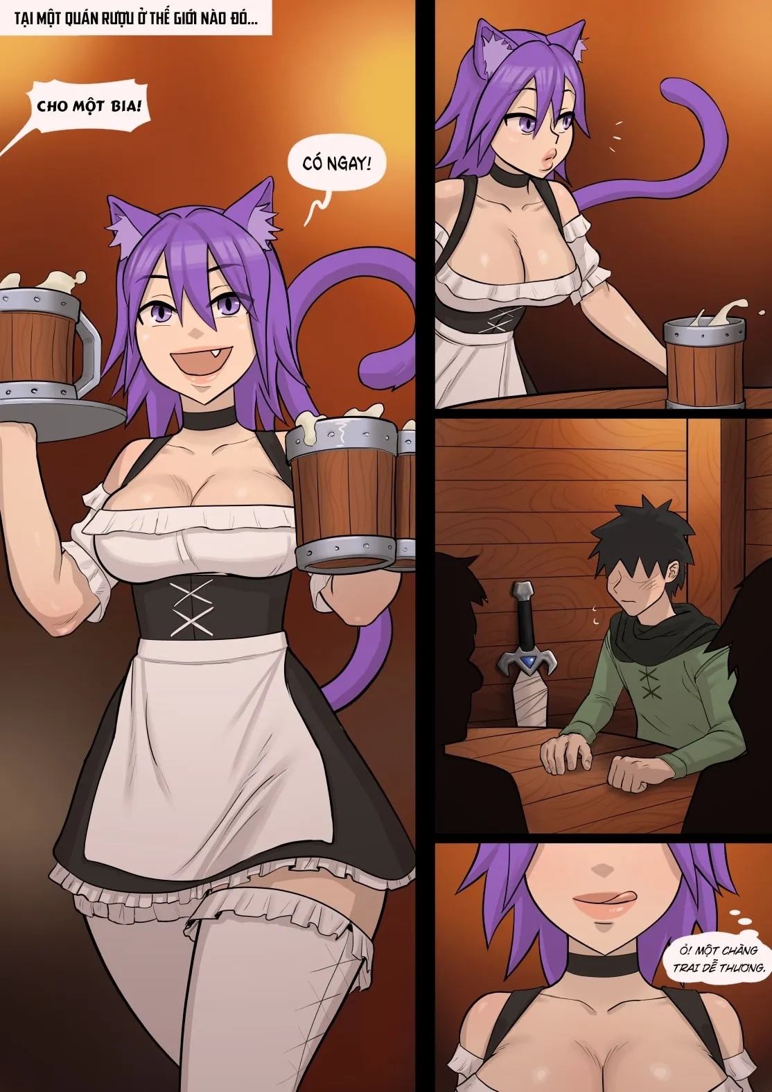 HentaiVN.net - Ảnh 4 - Dịch Vụ Khuyến Mãi Của Nàng Mèo [Barmaid Extra Service] - Oneshot