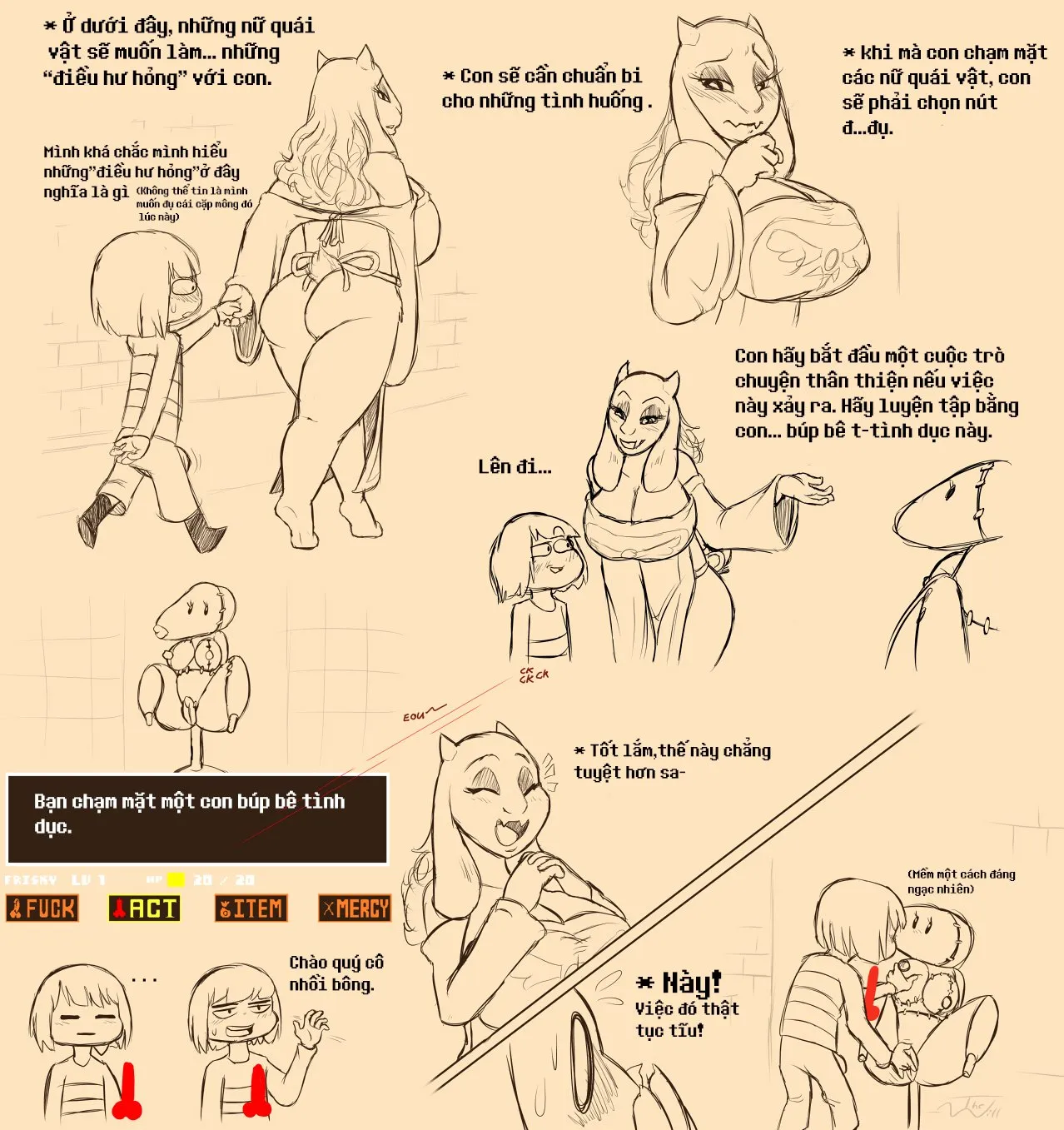 HentaiVN.net - Ảnh 5 - Câu Chuyện Dưới Lòng Đất [Under(her)tail Monster-GirlEdition] - Chap 1