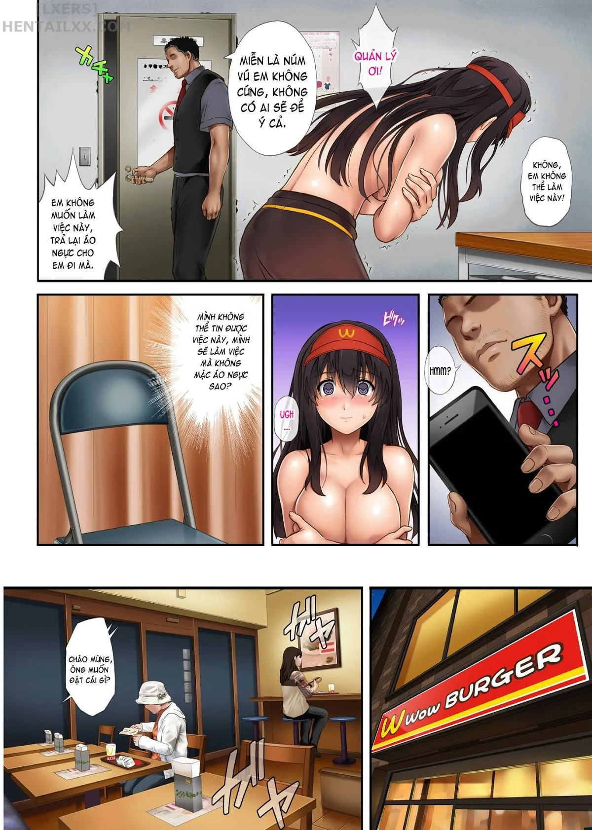 HentaiVN.net - Ảnh 9 - Kare to Watashi to Tenchou no Shinya Kinmu [Night Shift NTR] - Chapter 02 - Có che