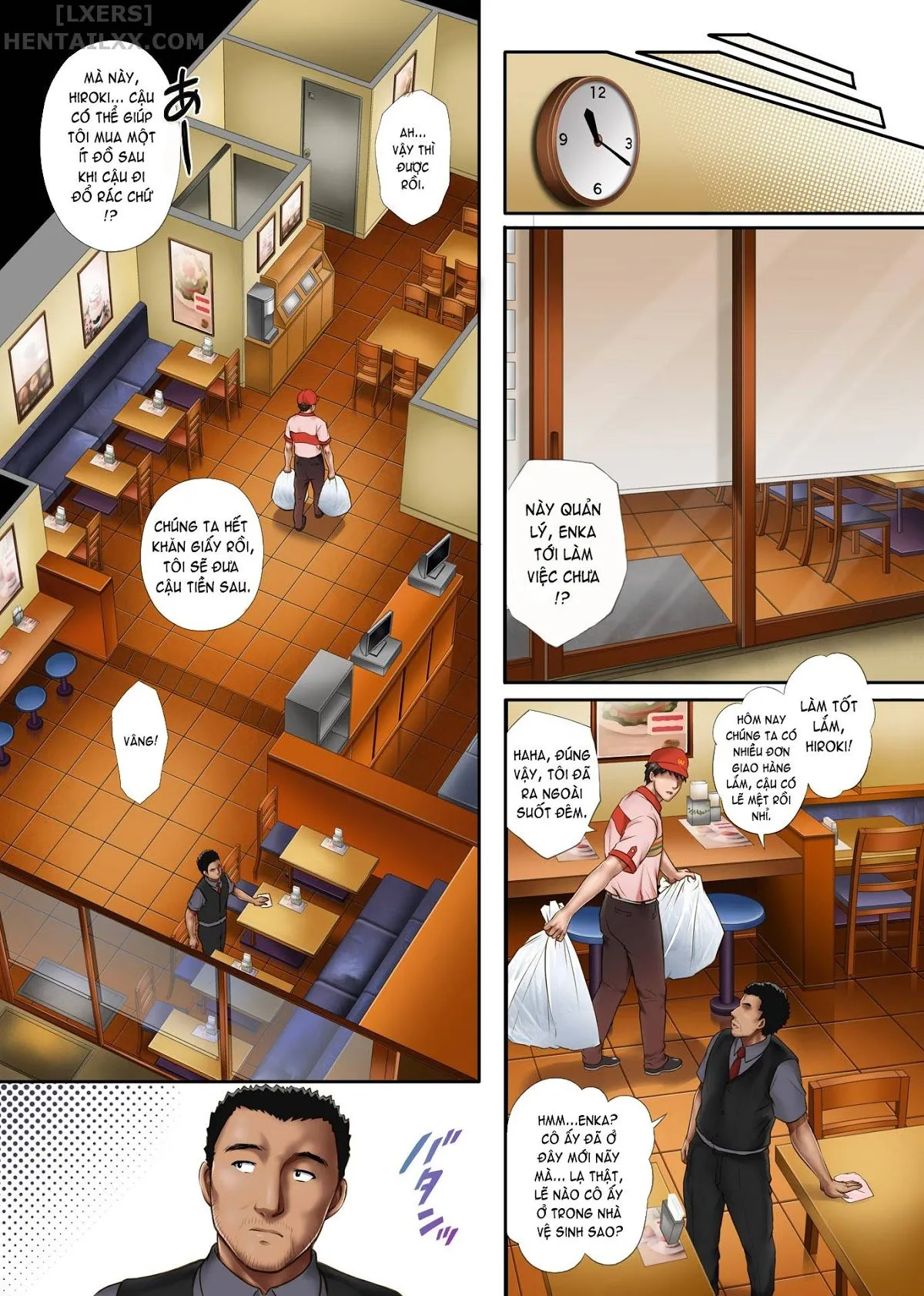 HentaiVN.net - Ảnh 12 - Kare to Watashi to Tenchou no Shinya Kinmu [Night Shift NTR] - Chapter 02 - Có che