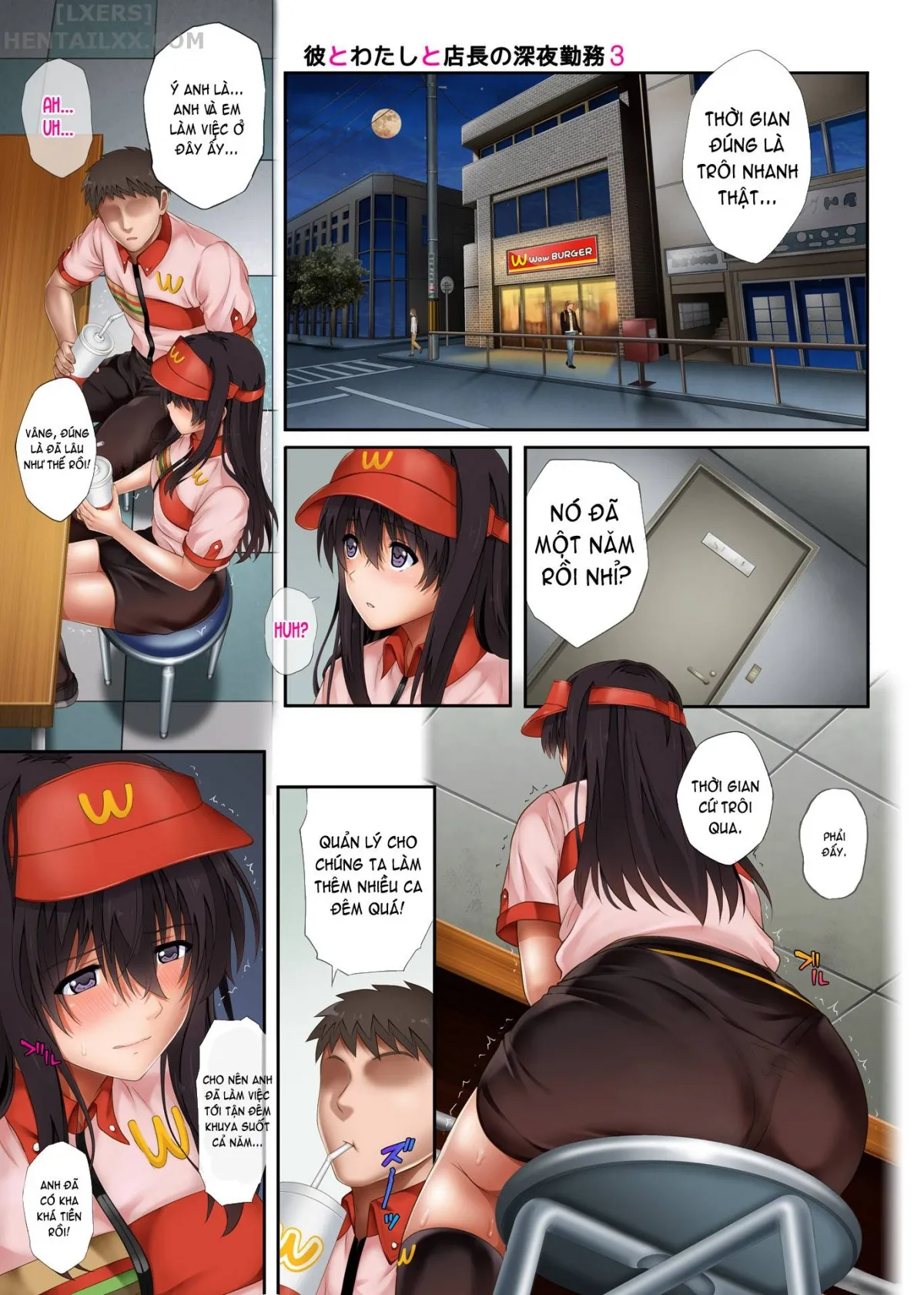 HentaiVN.net - Ảnh 5 - Kare to Watashi to Tenchou no Shinya Kinmu [Night Shift NTR] - Chapter 03 - Có che