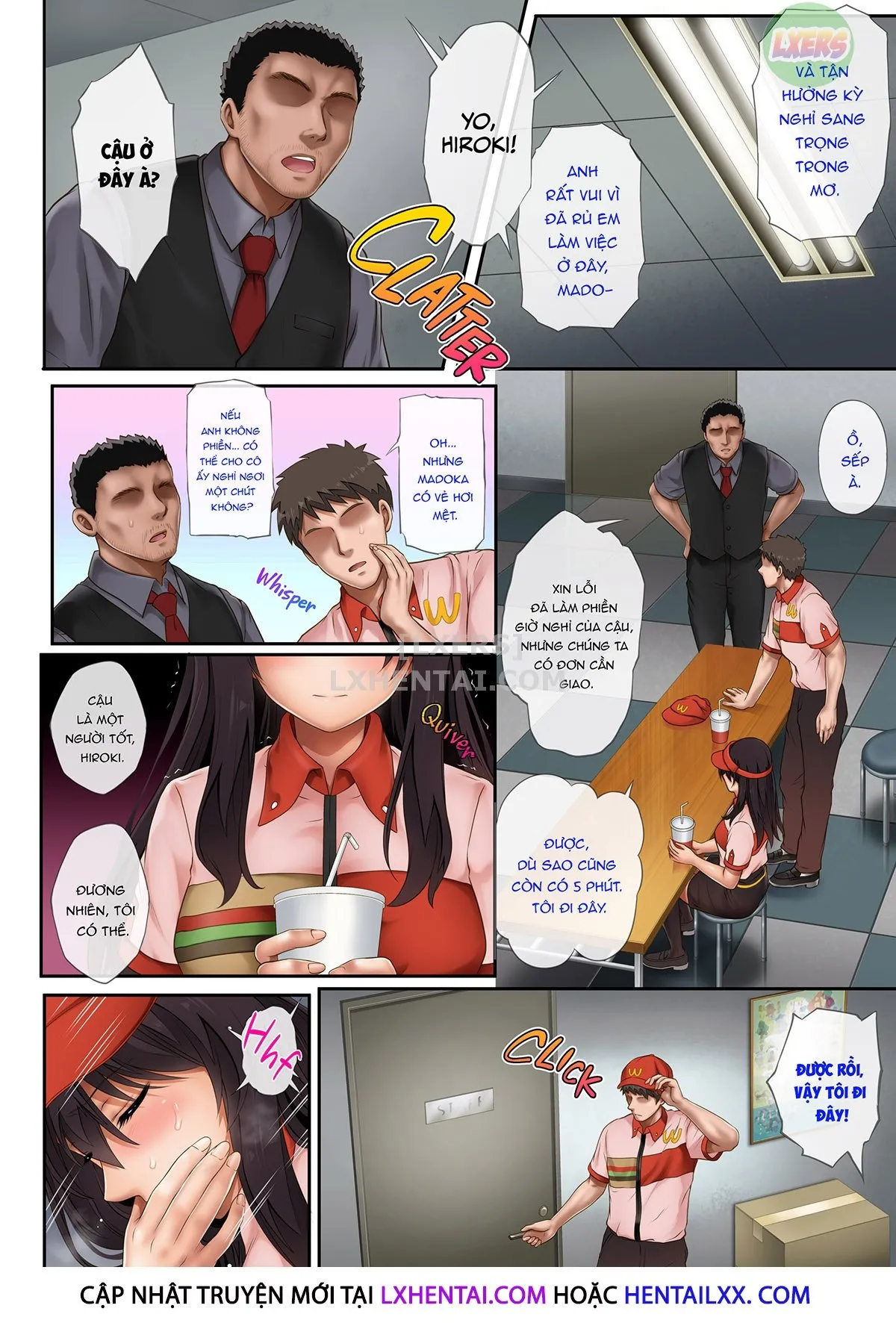 HentaiVN.net - Ảnh 7 - Kare to Watashi to Tenchou no Shinya Kinmu [Night Shift NTR] - Chap 3 - Không che