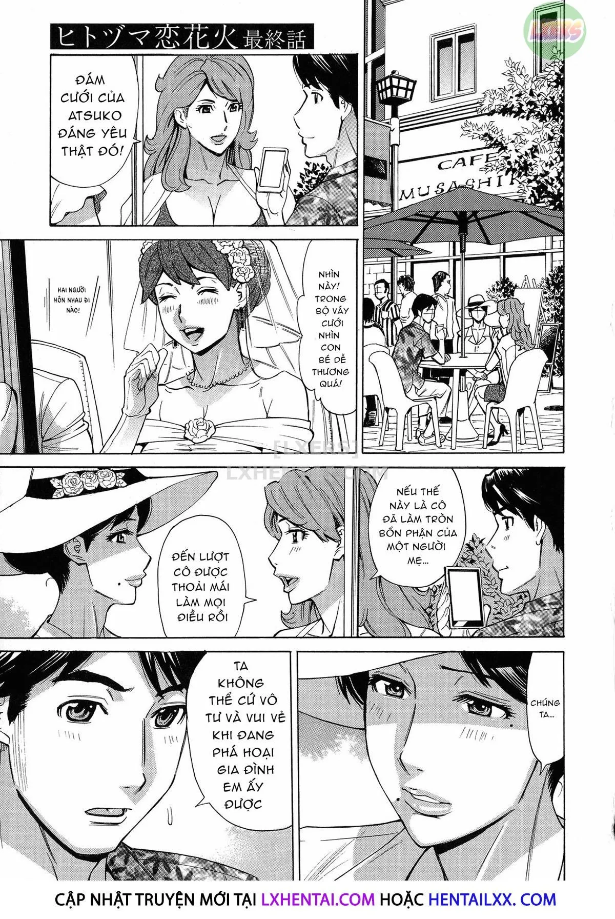 HentaiVN.net - Ảnh 5 - Hitozuma Koi Hanabi [Hajimete no Furin ga 3P ni Itaru made] - Chap 8