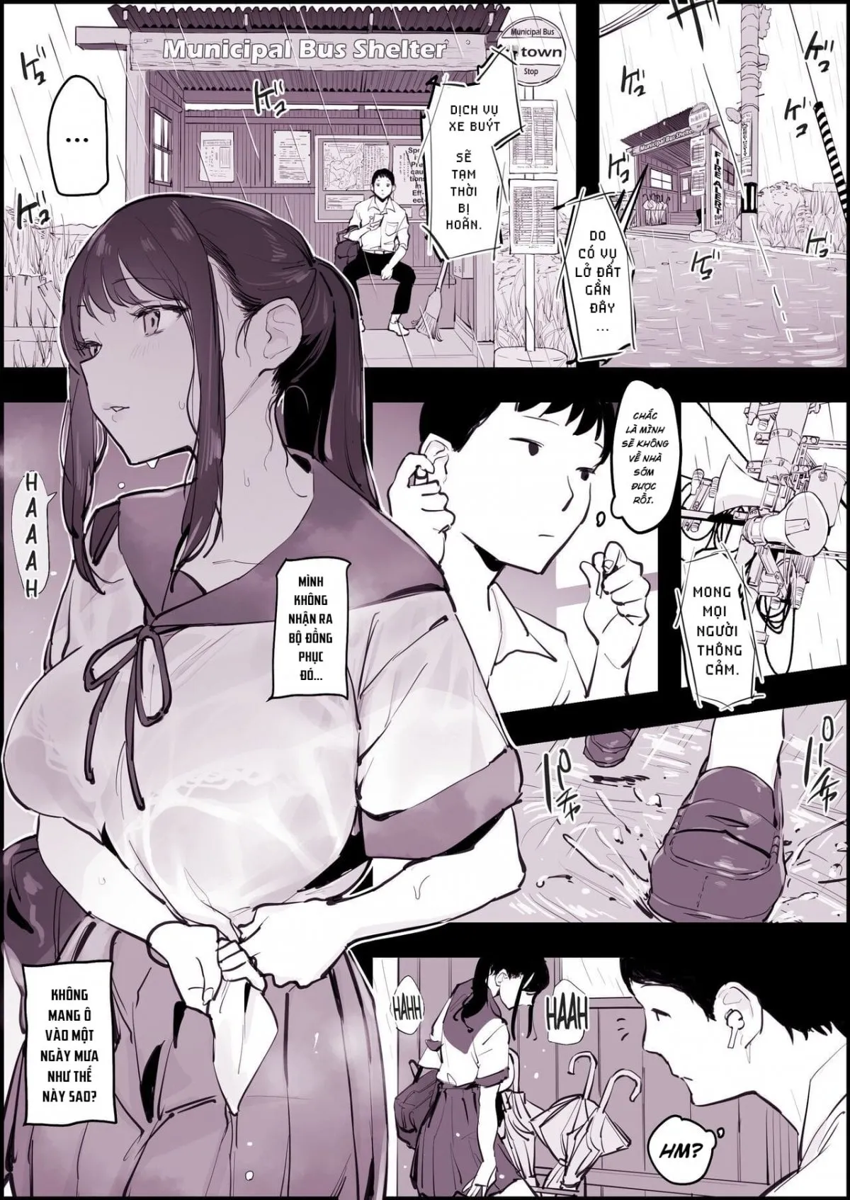 HentaiVN.net - Ảnh 3 - Bến Xe Buýt Ngày Mưa [Amefuri Bus-tei] - Oneshot