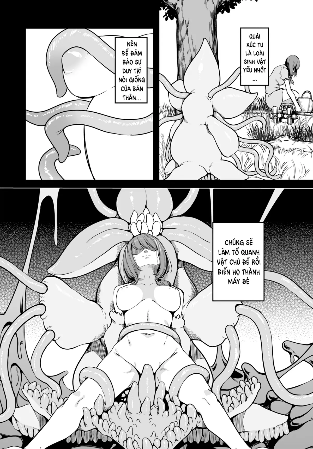 HentaiVN.net - Ảnh 4 - Bồn Chứa Tinh Bất Tử Phiêu Lưu Ký [The Immortal Girl's Nursery Travelogue; Furoufushi Shoujo no Naedoko Ryokou-ki; 不老不死少女の苗床旅行記] - Chương 2.1: Xúc Tu Ma Quái Phê Tựa Dây Thừng (II)