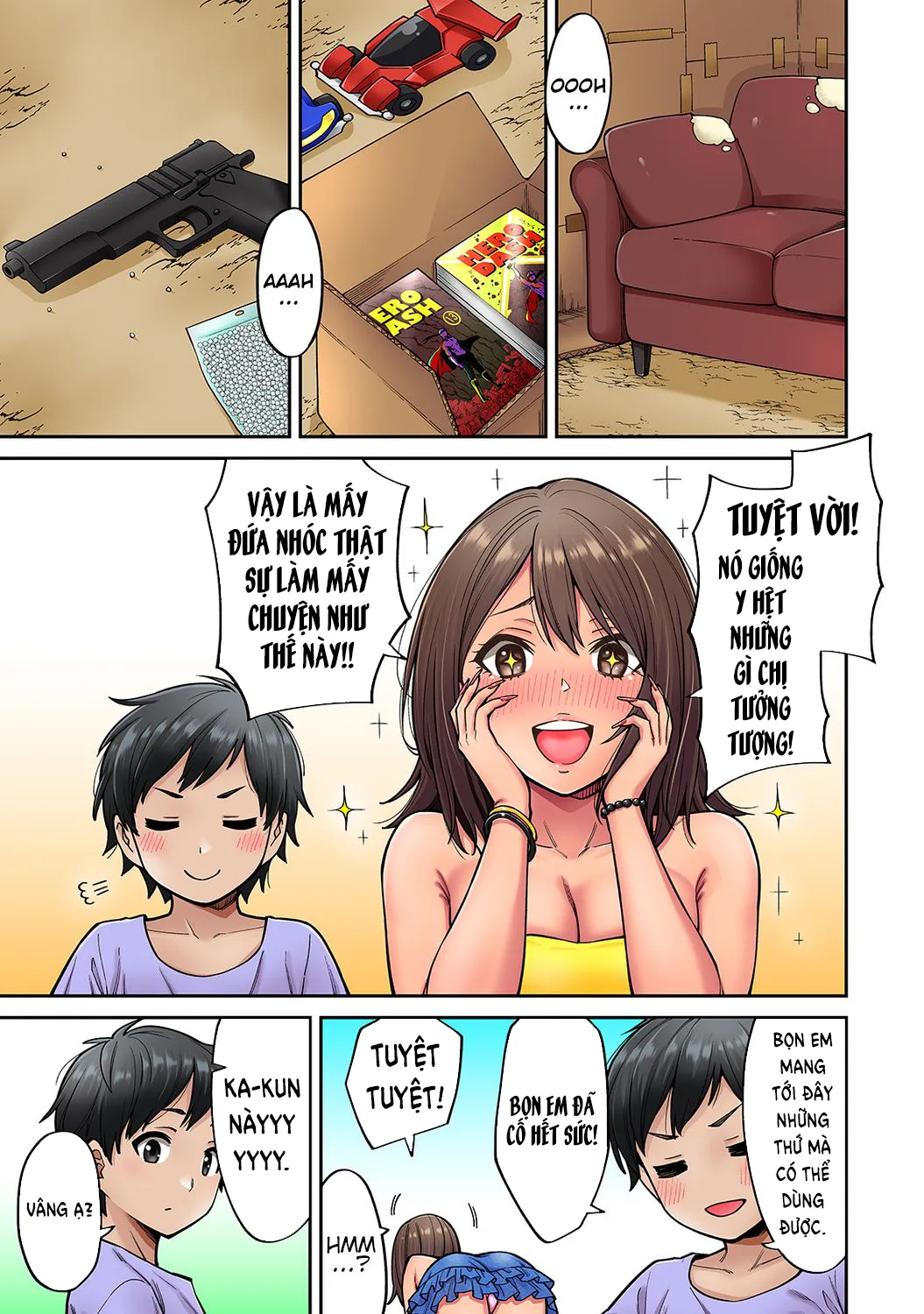 HentaiVN.net - Ảnh 4 - Bà chị tôi mến đã trở về trong bộ dạng gái lai tây [Akogare no Nee-chan ga Gal ni Natte Kaette Kita Natsuyasumi] - Chap 4