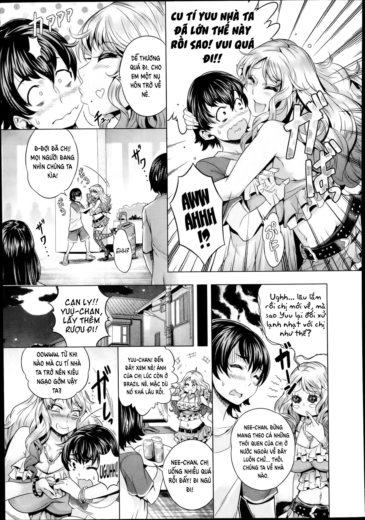 HentaiVN.net - Ảnh 4 - Bà chị vừa về nước đã bị tôi cho một đống tinh vào mồm [Kazokunai no Carnival] - Oneshot