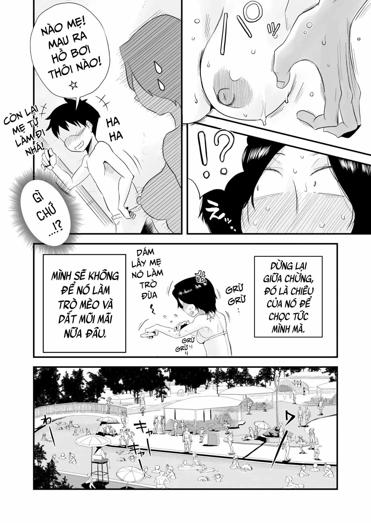 HentaiVN.net - Ảnh 9 - Oh! Mother’s Particulars! [Ano! Okaa-San No Shousai ~Onsen Ryokou Hen~] - Chap 2 - Public Swimming Pool