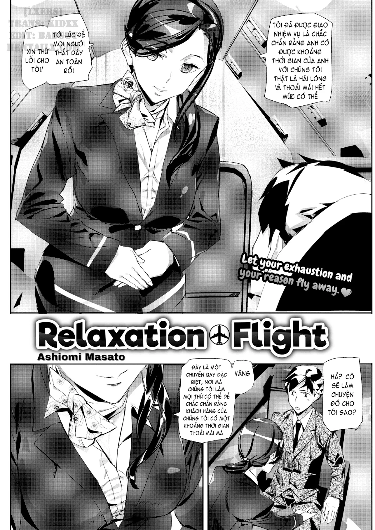 HentaiVN.net - Ảnh 3 - Honey Service (Trọn bộ) [SHOW me MATCH!; Bet the Bunny; Minamida Lips Clinic; Relaxation Flight; Precious Memory; Cheers All Right; Mis(s)chief; Misschief; Miss chief; My Alarm Clock; Summer Ride] - Chap 6: Relaxation Flight