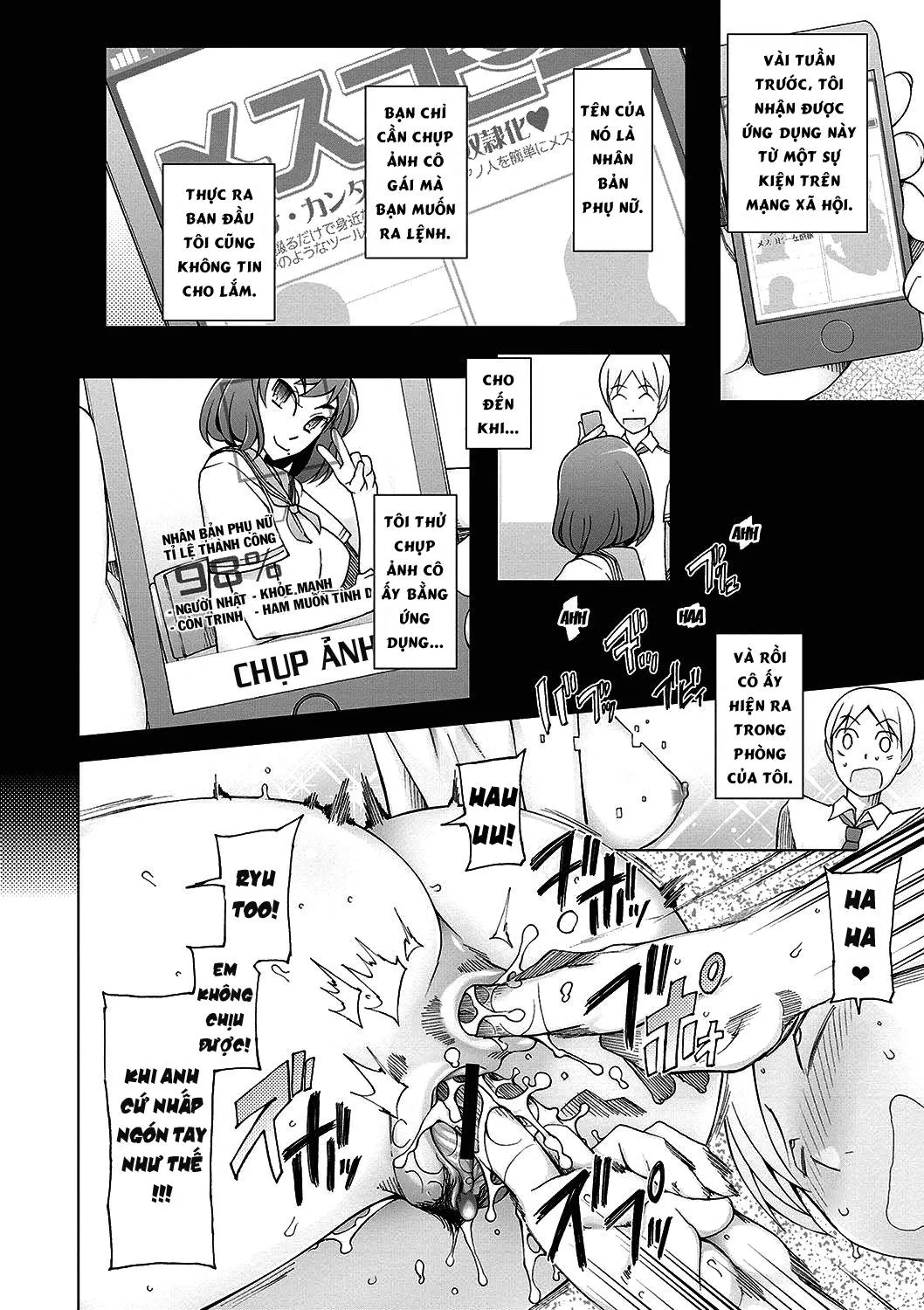HentaiVN.net - Ảnh 8 - Ứng Dụng Nhân Bản Phụ Nữ [Dosukebe Appli; ドスケベ♡アプリ] - Chap 1