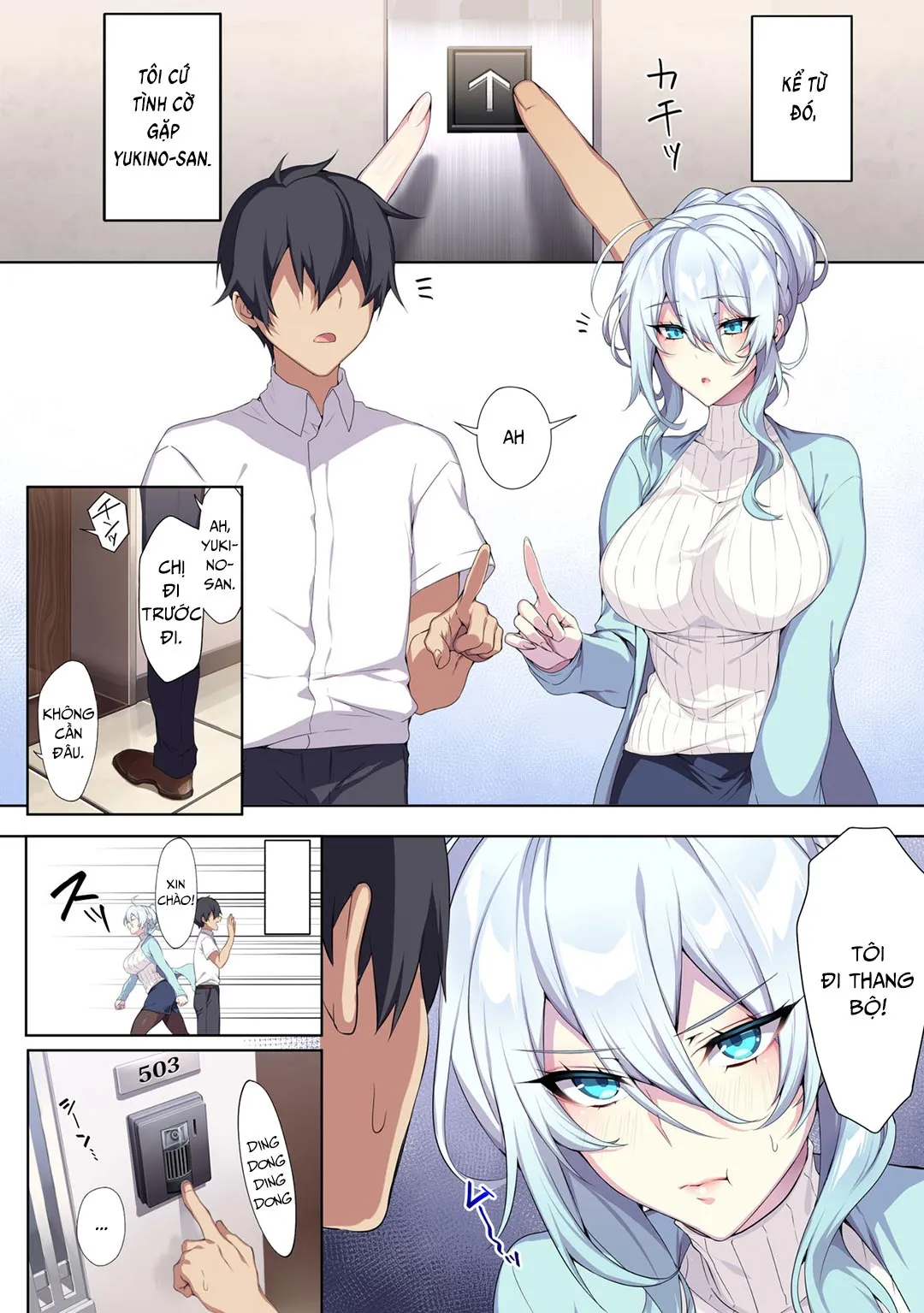HentaiVN.net - Ảnh 11 - Hitozukiai Ga Nigate Na Miboujin No Yukionna-San To Noroi No Yubiwa - Chap 1 - Có che