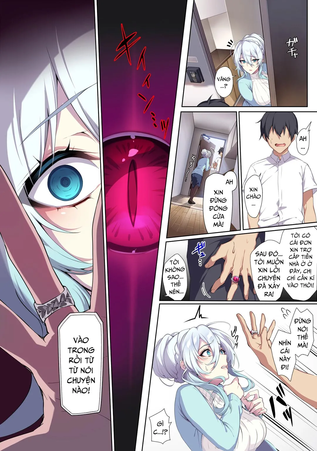 HentaiVN.net - Ảnh 14 - Hitozukiai Ga Nigate Na Miboujin No Yukionna-San To Noroi No Yubiwa - Chap 1 - Có che