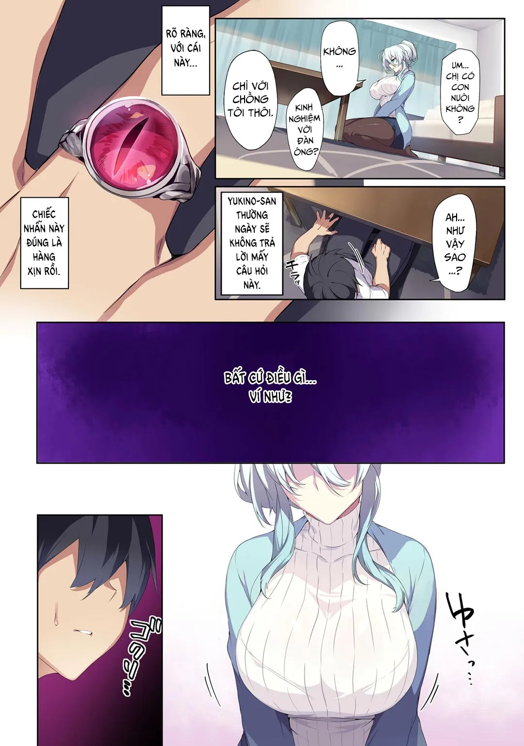 HentaiVN.net - Ảnh 17 - Hitozukiai Ga Nigate Na Miboujin No Yukionna-San To Noroi No Yubiwa - Chap 1 - Có che
