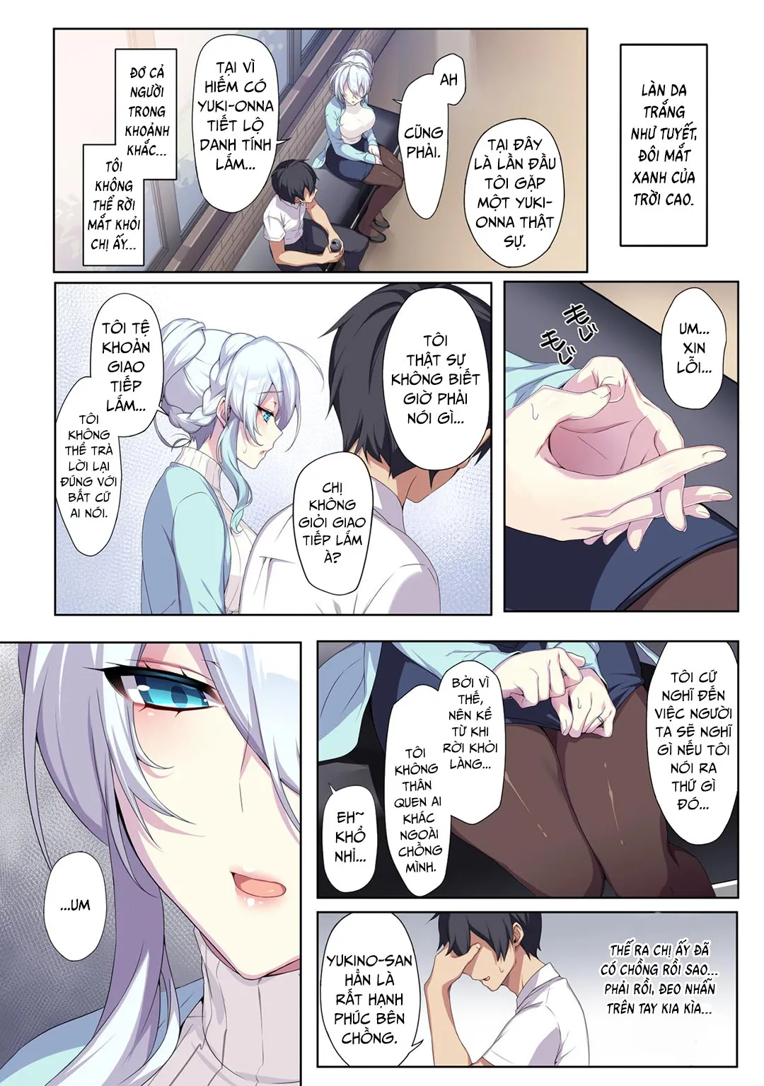 HentaiVN.net - Ảnh 6 - Hitozukiai Ga Nigate Na Miboujin No Yukionna-San To Noroi No Yubiwa - Chap 1 - Có che