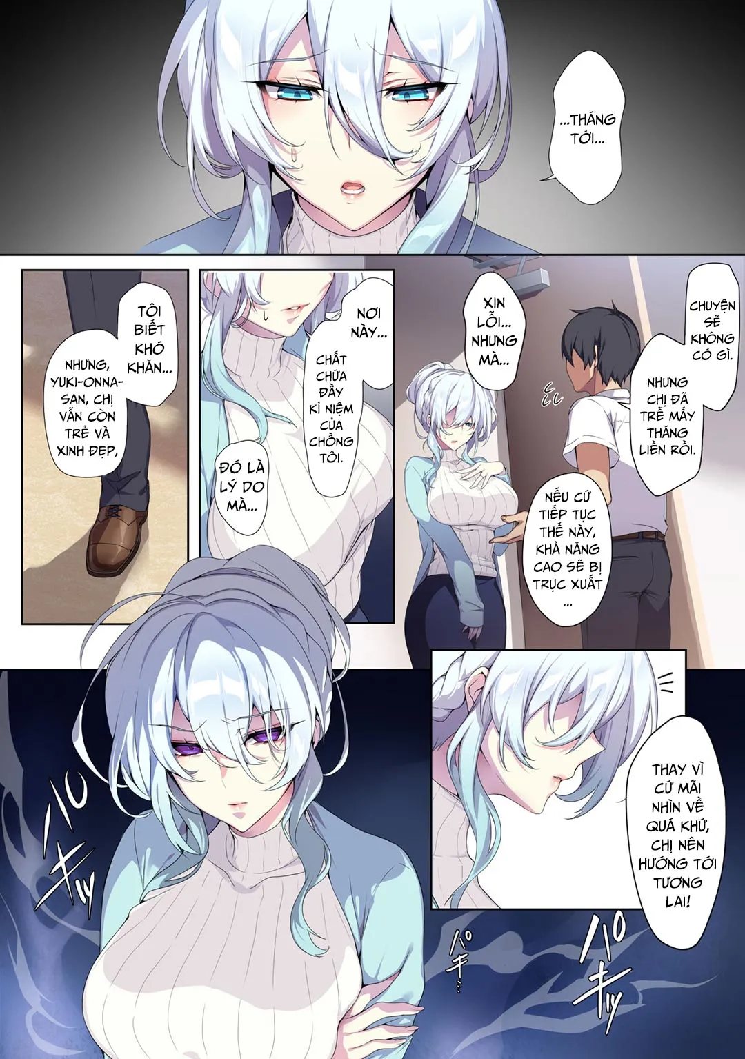 HentaiVN.net - Ảnh 9 - Hitozukiai Ga Nigate Na Miboujin No Yukionna-San To Noroi No Yubiwa - Chap 1 - Có che
