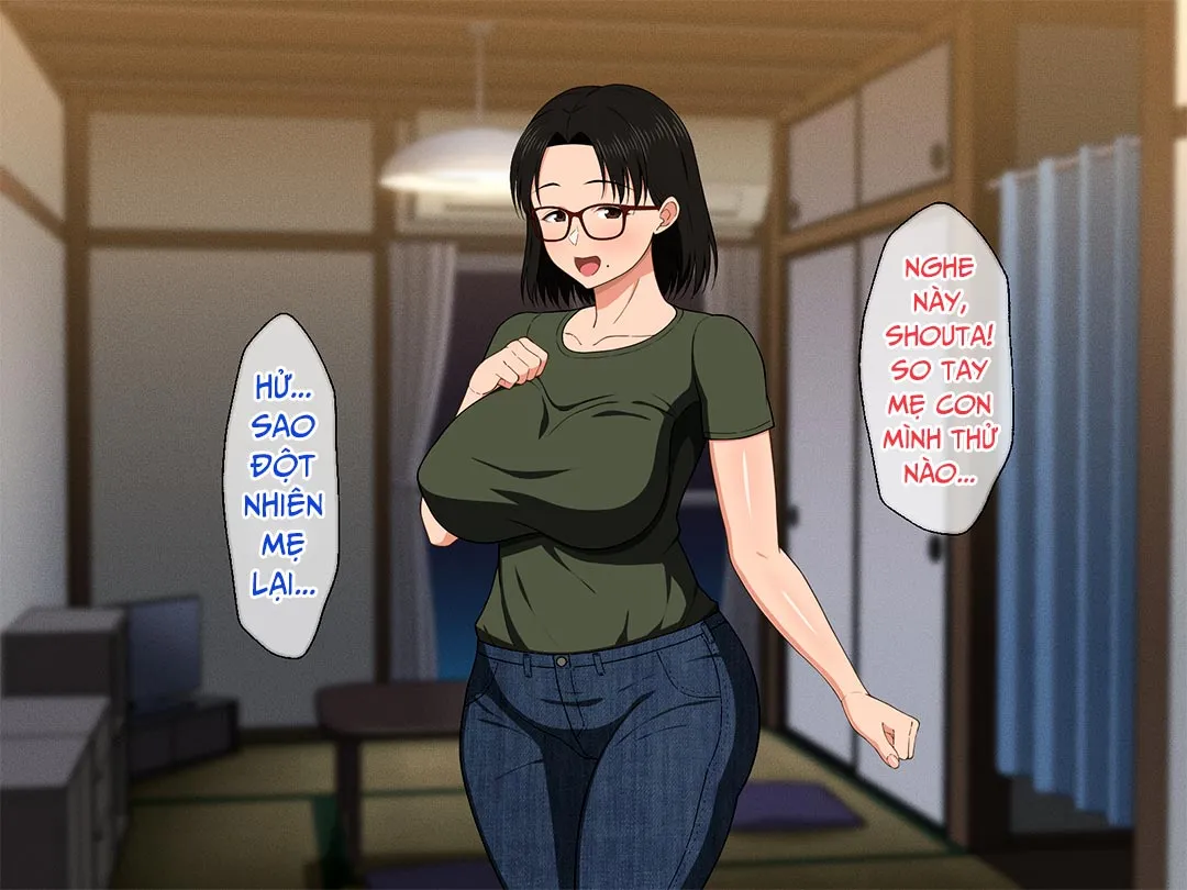 HentaiVN.net - Ảnh 10 - Khao khát người mẹ vú bự trong căn phòng nhỏ [Megane Kyonyuu Na Okaa-San To Yojouhan De Noukou Sex; Passionate Sex With A Busty Mother With Glasses In A Small Room] - Chap 1