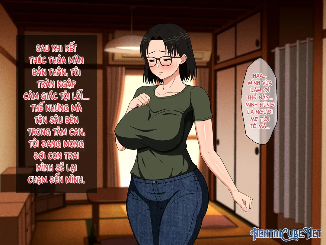 HentaiVN.net - Ảnh 37 - Khao khát người mẹ vú bự trong căn phòng nhỏ [Megane Kyonyuu Na Okaa-San To Yojouhan De Noukou Sex; Passionate Sex With A Busty Mother With Glasses In A Small Room] - Chap 1