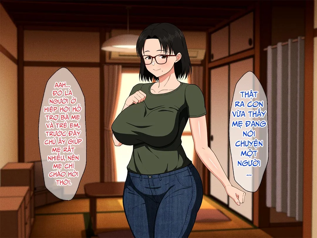 HentaiVN.net - Ảnh 5 - Khao khát người mẹ vú bự trong căn phòng nhỏ [Megane Kyonyuu Na Okaa-San To Yojouhan De Noukou Sex; Passionate Sex With A Busty Mother With Glasses In A Small Room] - Chap 2