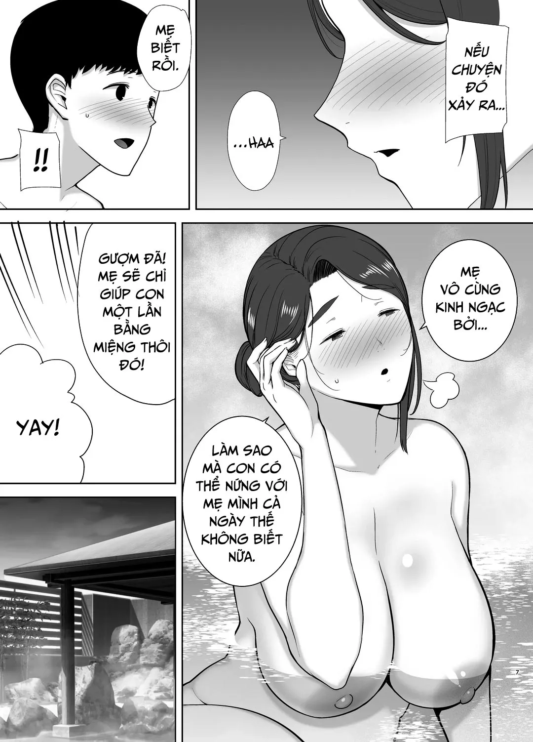 HentaiVN.net - Ảnh 8 - Mẹ là người phụ nữ mà tôi yêu [Boku no Kaa-san de, Boku no Suki na Hito.] - Chap 4 - Suối nước nóng