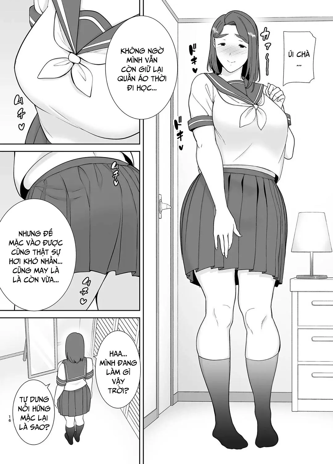 HentaiVN.net - Ảnh 16 - Mẹ là người phụ nữ mà tôi yêu [Boku no Kaa-san de, Boku no Suki na Hito.] - Chap 6A - Đồng phục nữ sinh của mẹ
