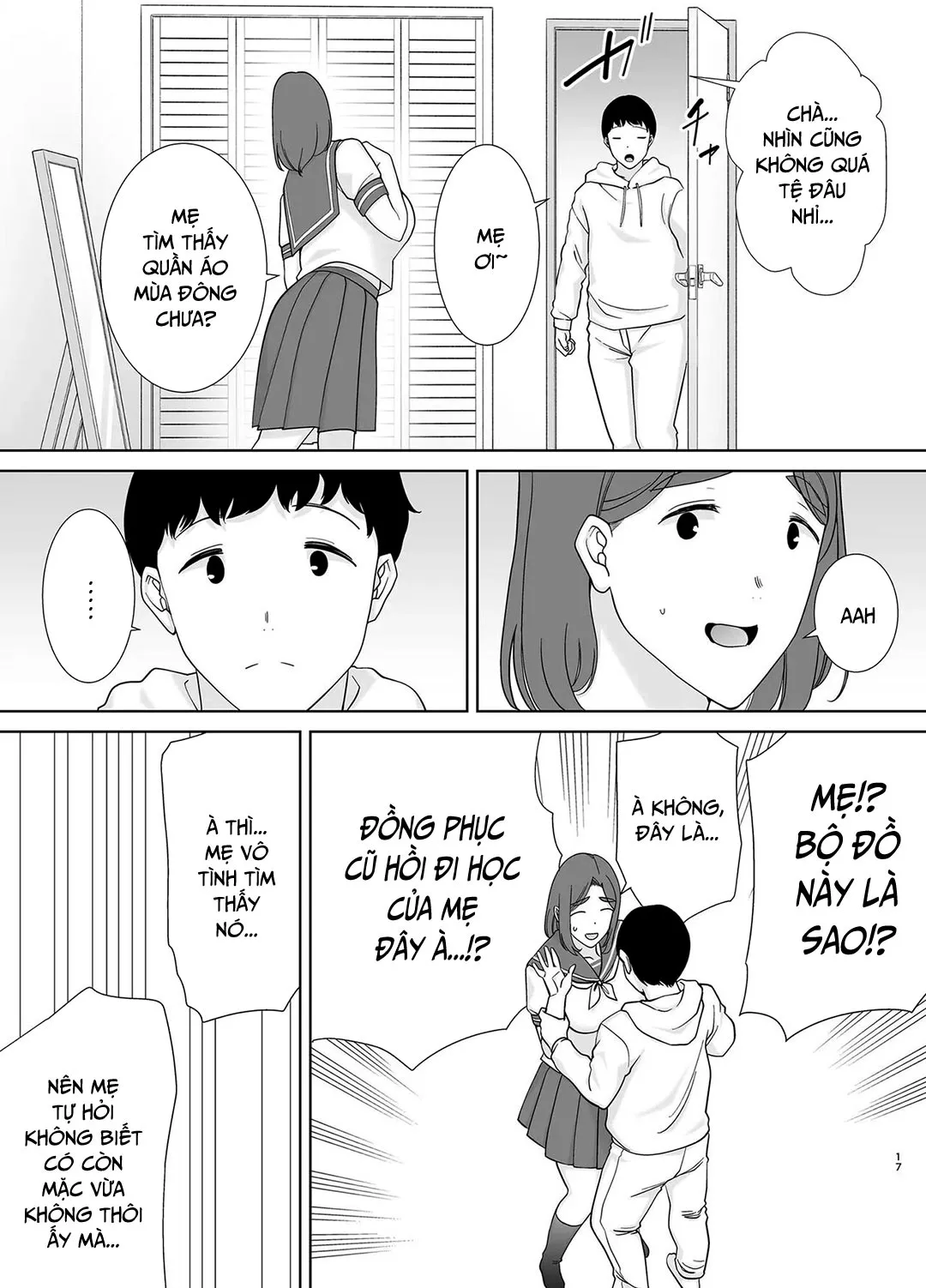 HentaiVN.net - Ảnh 17 - Mẹ là người phụ nữ mà tôi yêu [Boku no Kaa-san de, Boku no Suki na Hito.] - Chap 6A - Đồng phục nữ sinh của mẹ