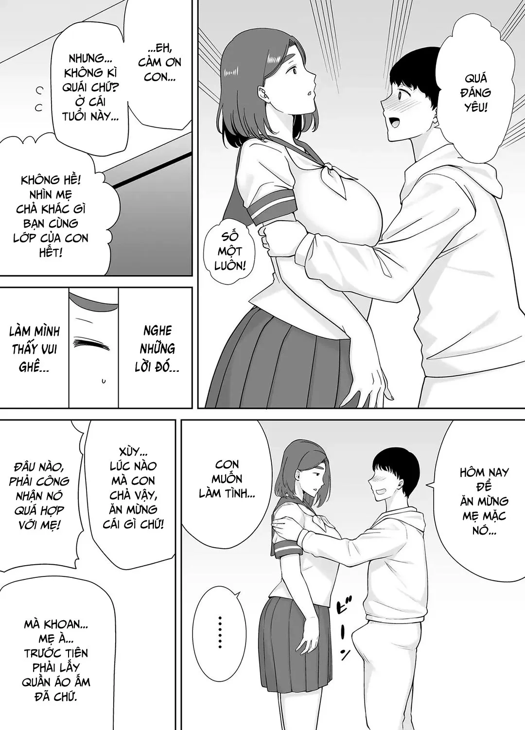 HentaiVN.net - Ảnh 18 - Mẹ là người phụ nữ mà tôi yêu [Boku no Kaa-san de, Boku no Suki na Hito.] - Chap 6A - Đồng phục nữ sinh của mẹ