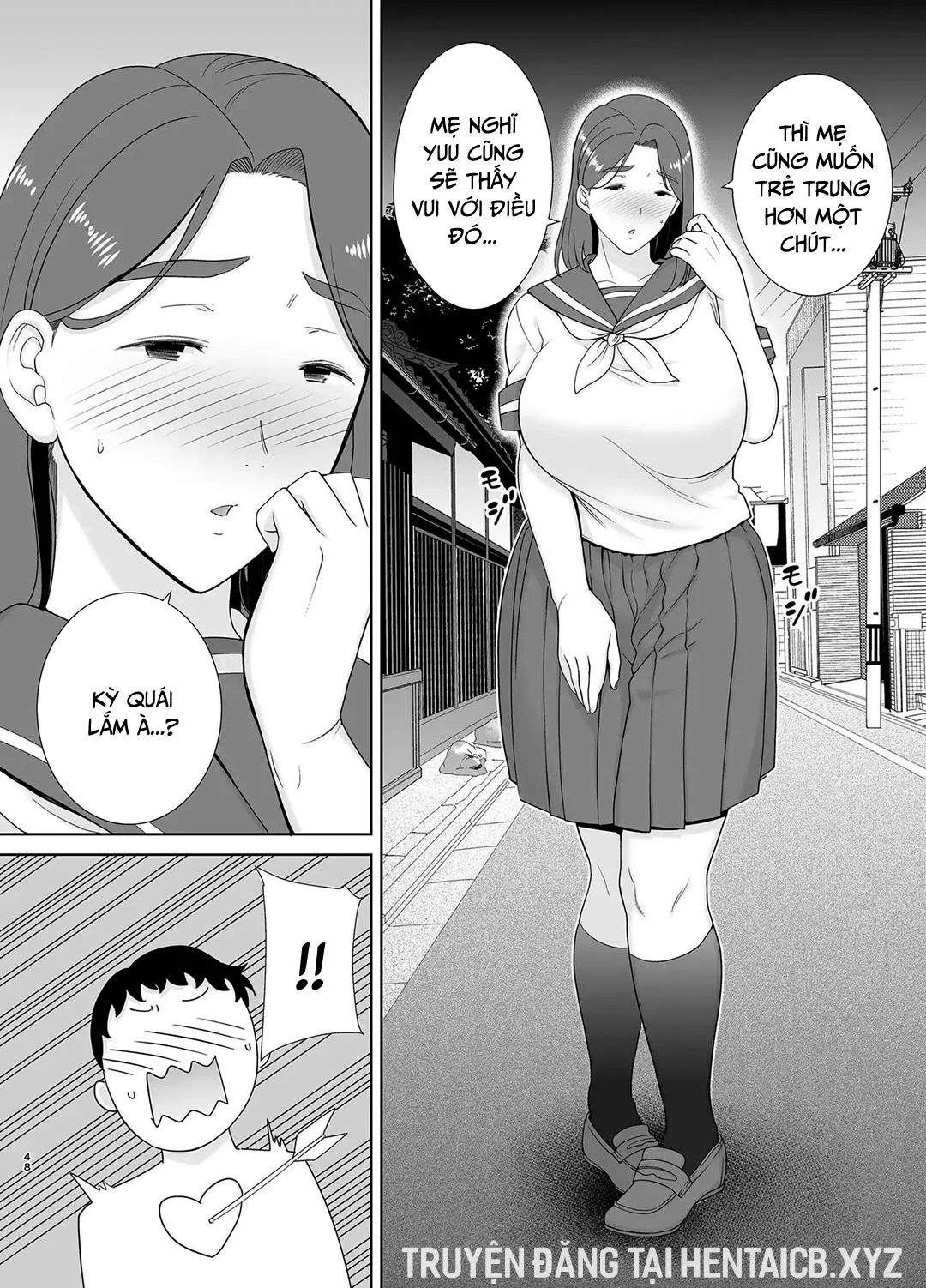 HentaiVN.net - Ảnh 18 - Mẹ là người phụ nữ mà tôi yêu [Boku no Kaa-san de, Boku no Suki na Hito.] - Chap 6B - Đồng phục nữ sinh của mẹ