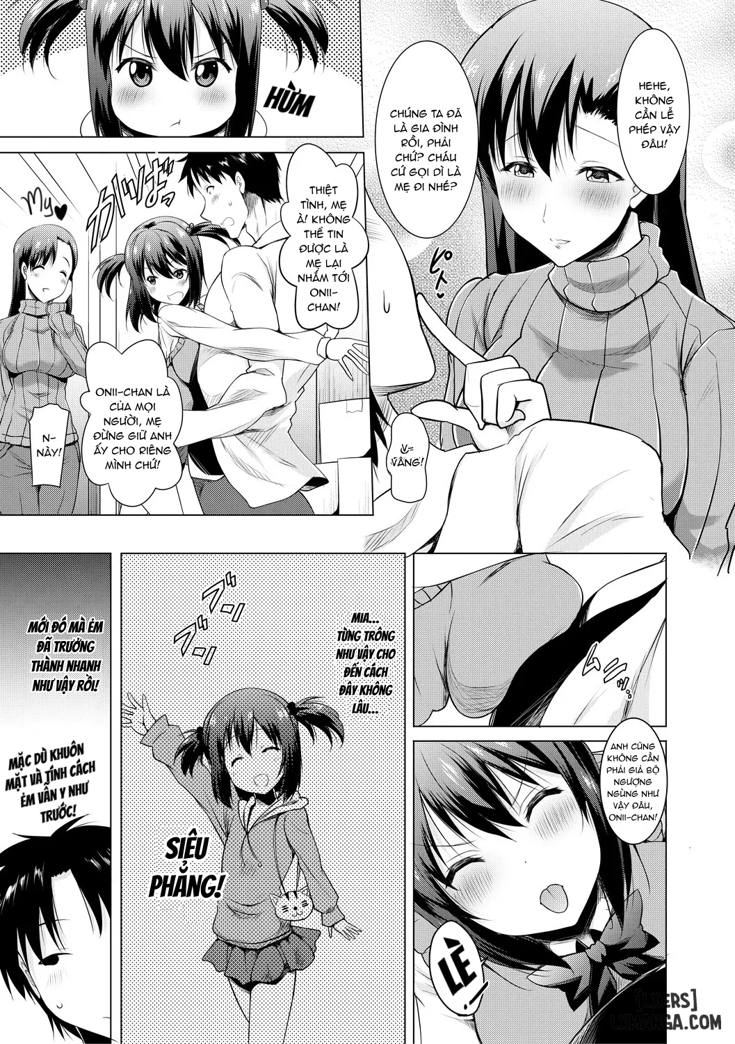 HentaiVN.net - Ảnh 5 - Kyonyuu Oyako no Shita to Shikyuu ni Renzoku Shasei - Chap 1