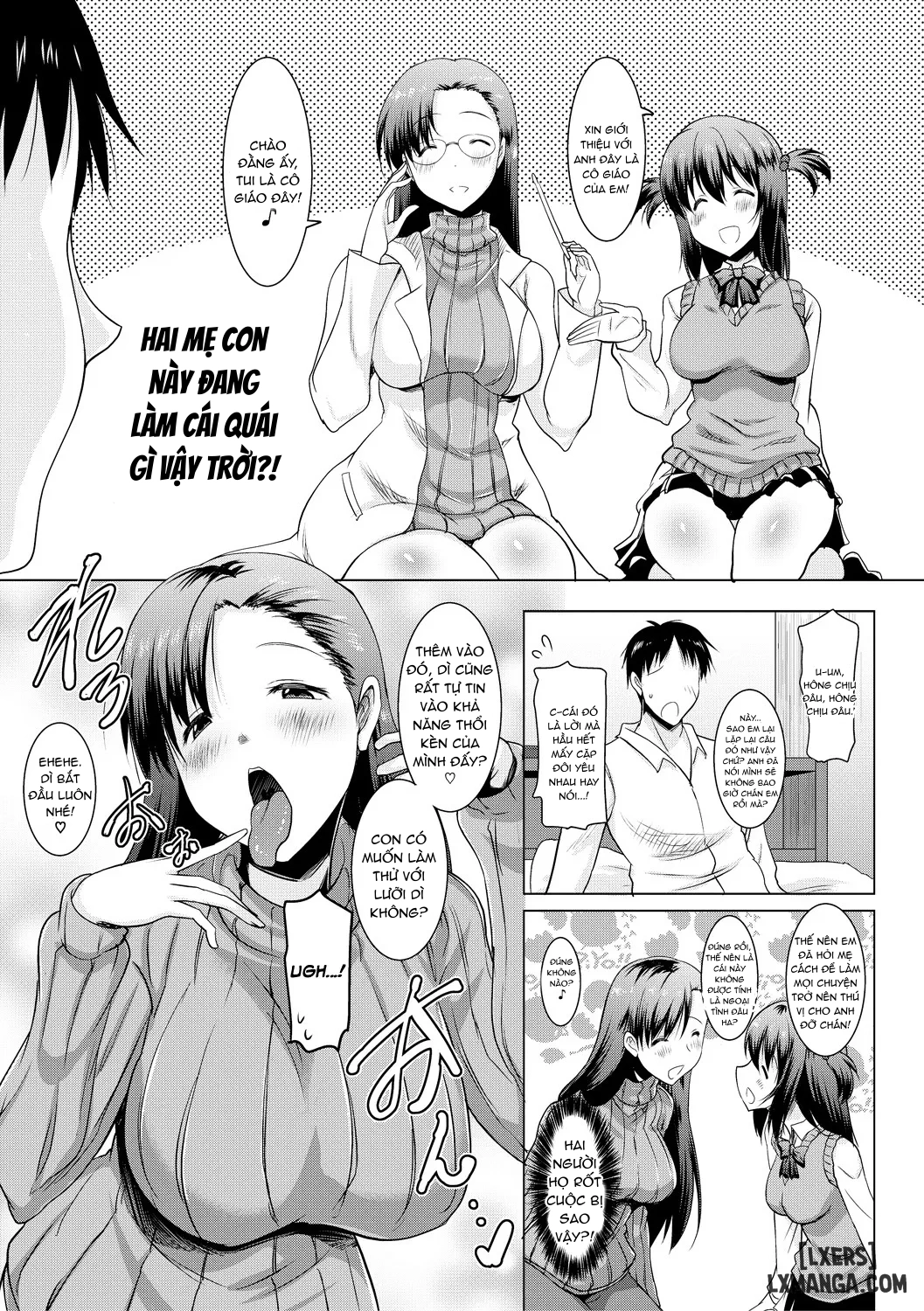 HentaiVN.net - Ảnh 12 - Kyonyuu Oyako no Shita to Shikyuu ni Renzoku Shasei - Chap 2