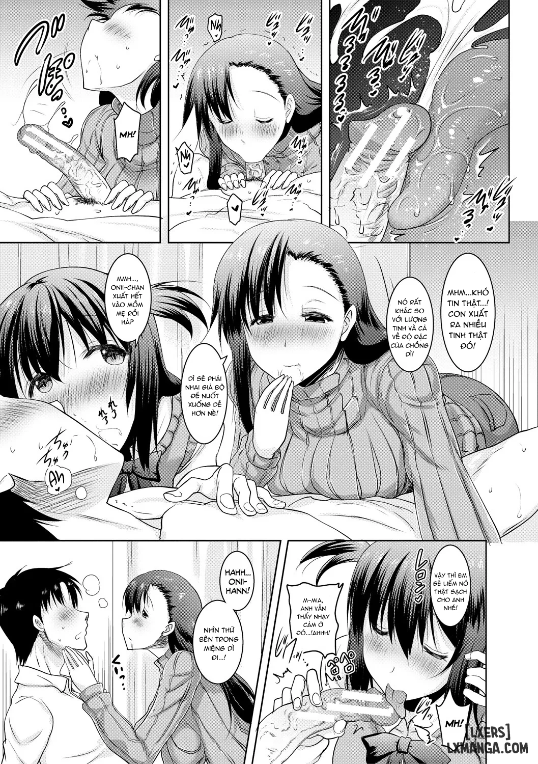 HentaiVN.net - Ảnh 16 - Kyonyuu Oyako no Shita to Shikyuu ni Renzoku Shasei - Chap 2