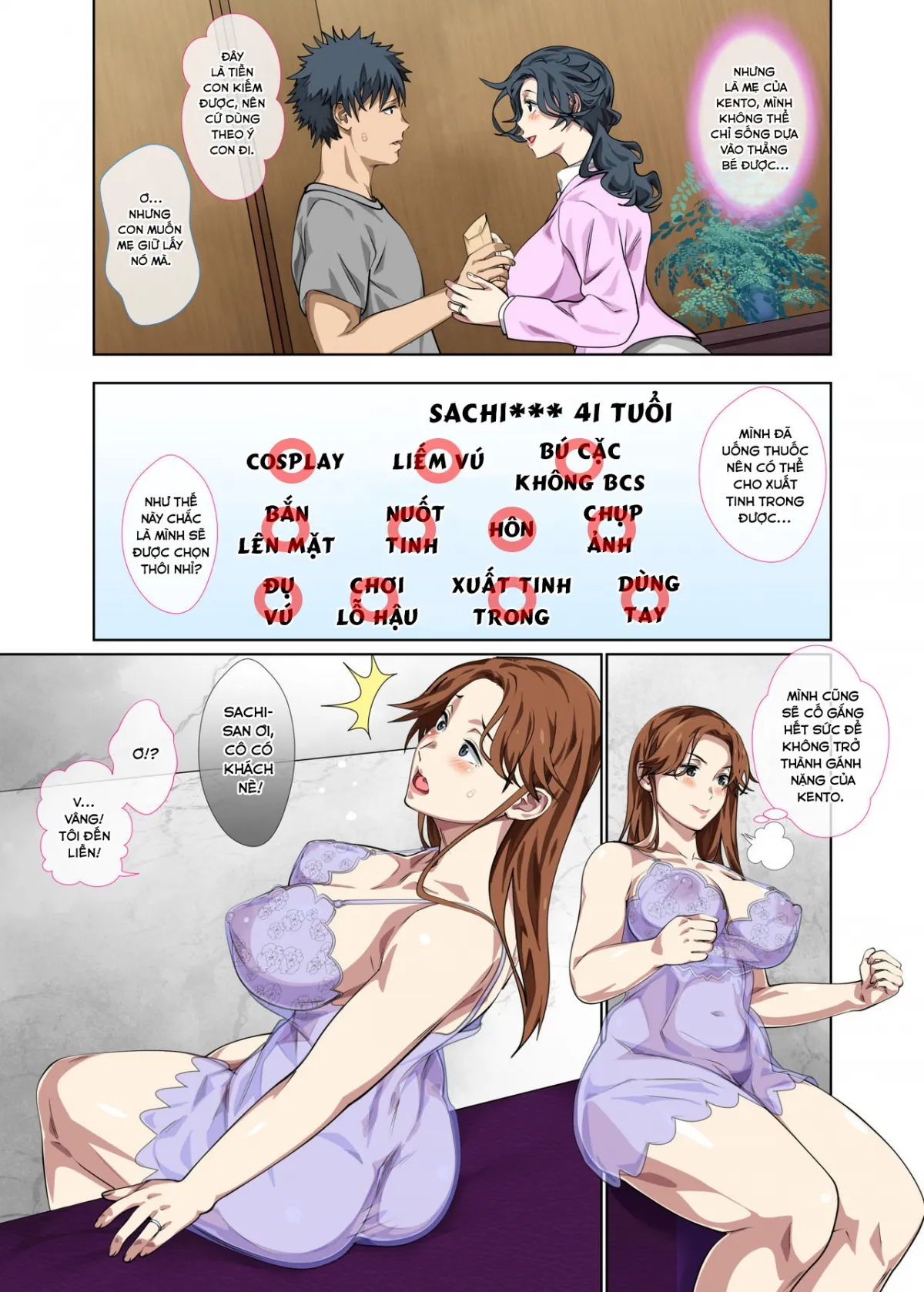 HentaiVN.net - Ảnh 8 - Mẹ Và Tôi [Jimi dakedo Eroi Karada Shita Okaa-san o Fuuzoku Ochi Sunzen de Sukutta Boshi Soukan] - Chap 1