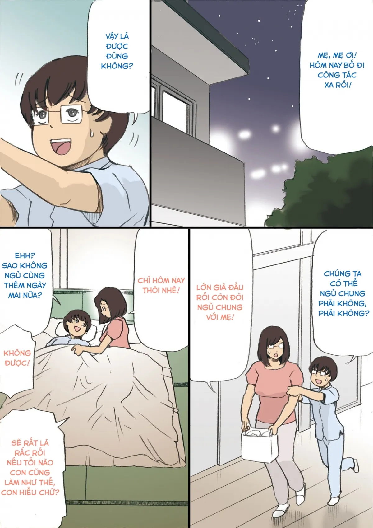 HentaiVN.net - Ảnh 3 - Khi bố vắng nhà! [Mama o Haramasu Daisakusen!!] - Chap 1: bố đi công tác rồi