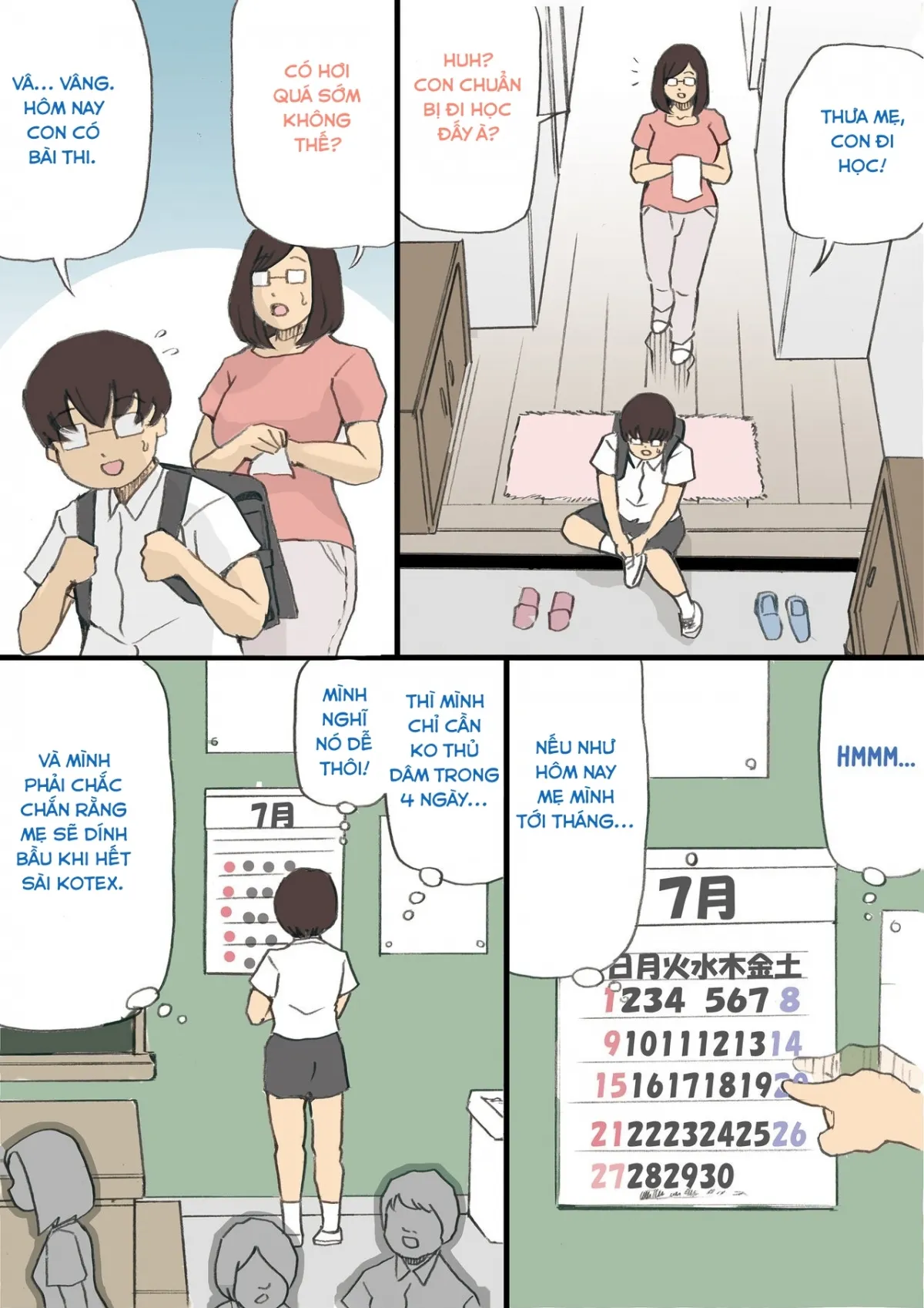 HentaiVN.net - Ảnh 3 - Khi bố vắng nhà! [Mama o Haramasu Daisakusen!!] - Chap 2: nhọ cho cậu bé