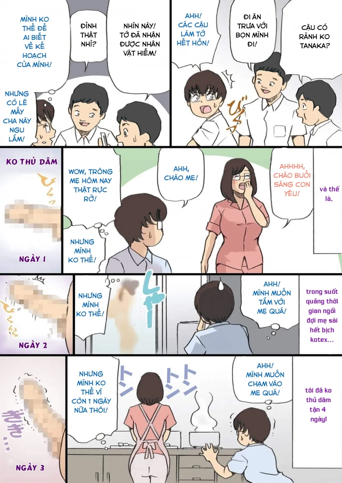 HentaiVN.net - Ảnh 4 - Khi bố vắng nhà! [Mama o Haramasu Daisakusen!!] - Chap 2: nhọ cho cậu bé