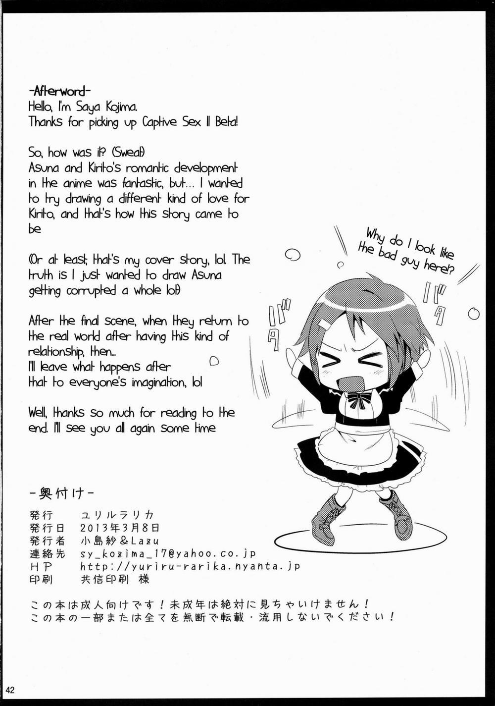 HentaiVN.net - Ảnh 40 - Captive Sex (Sword Art Online) [Shujou Seikou; Shujou Seikou II Α Watashi... Okasarete Anal Ni Mezamemashita; Captive Sex II - After Being R-Ped, I Was Awakened To Anal] - Chap 2
