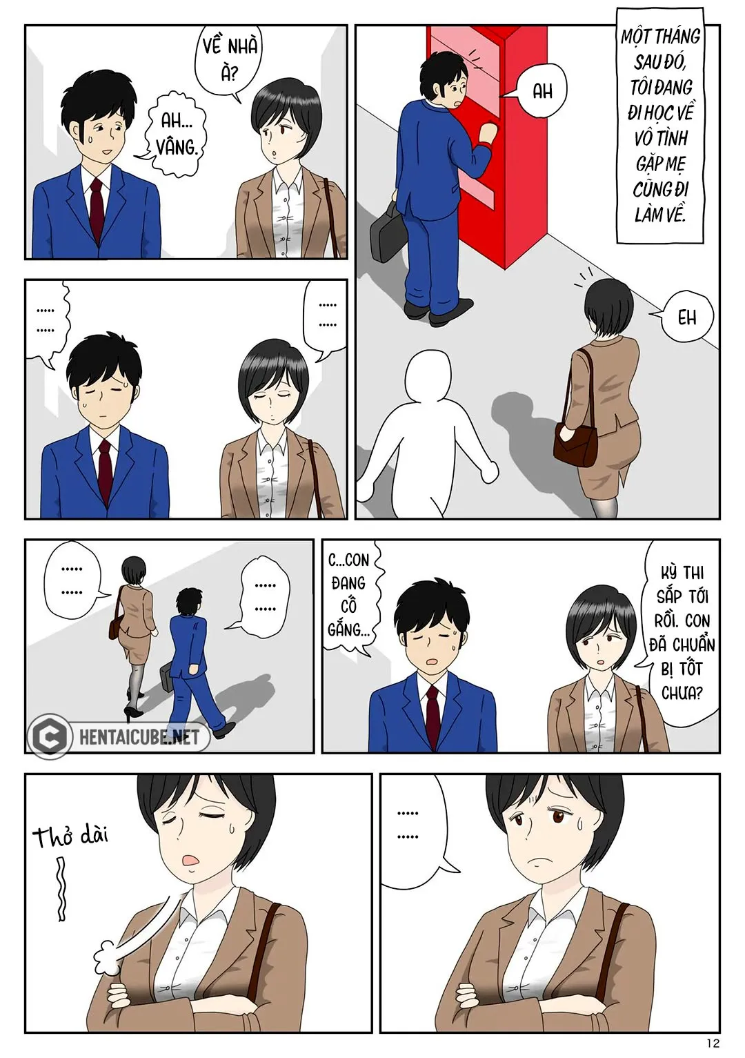 HentaiVN.net - Ảnh 13 - Bị mẹ phát hiện đang rình trộm thủ dâm [Onaneta Kaa-san; Masturbating to Mom] - Chap 1