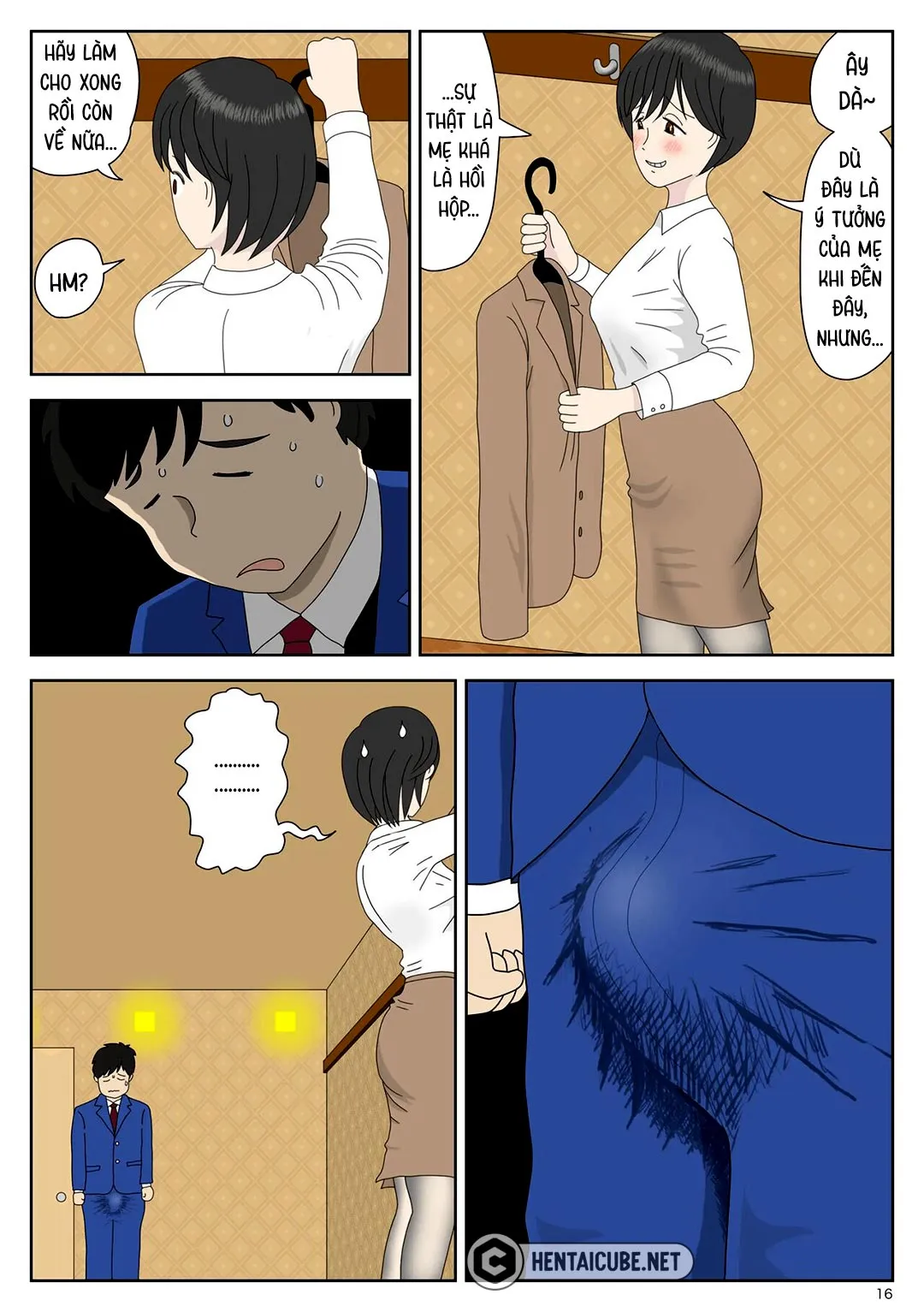 HentaiVN.net - Ảnh 17 - Bị mẹ phát hiện đang rình trộm thủ dâm [Onaneta Kaa-san; Masturbating to Mom] - Chap 1