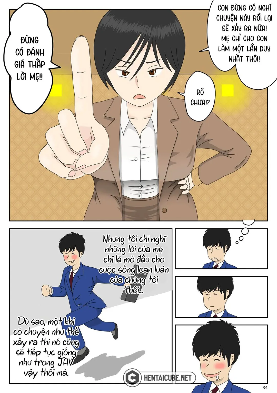 HentaiVN.net - Ảnh 35 - Bị mẹ phát hiện đang rình trộm thủ dâm [Onaneta Kaa-san; Masturbating to Mom] - Chap 1