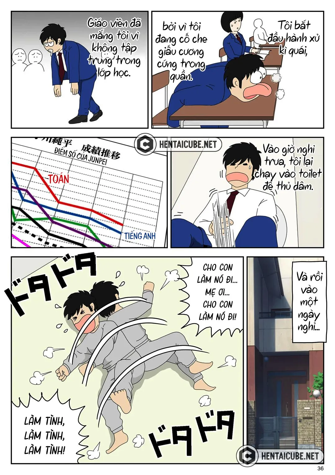 HentaiVN.net - Ảnh 37 - Bị mẹ phát hiện đang rình trộm thủ dâm [Onaneta Kaa-san; Masturbating to Mom] - Chap 1