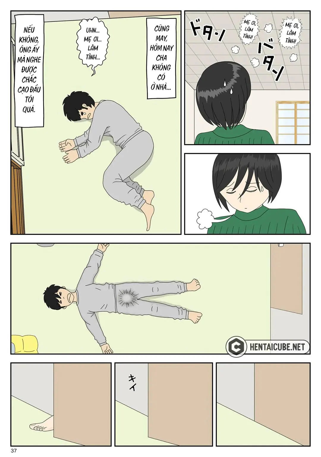 HentaiVN.net - Ảnh 38 - Bị mẹ phát hiện đang rình trộm thủ dâm [Onaneta Kaa-san; Masturbating to Mom] - Chap 1