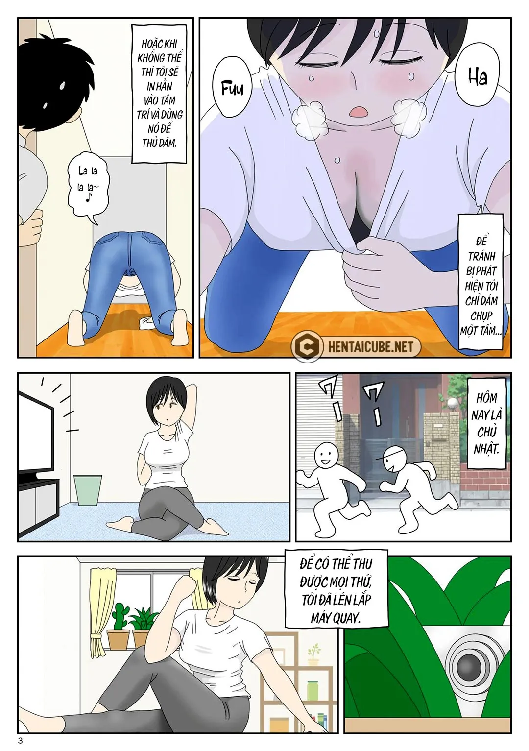 HentaiVN.net - Ảnh 4 - Bị mẹ phát hiện đang rình trộm thủ dâm [Onaneta Kaa-san; Masturbating to Mom] - Chap 1