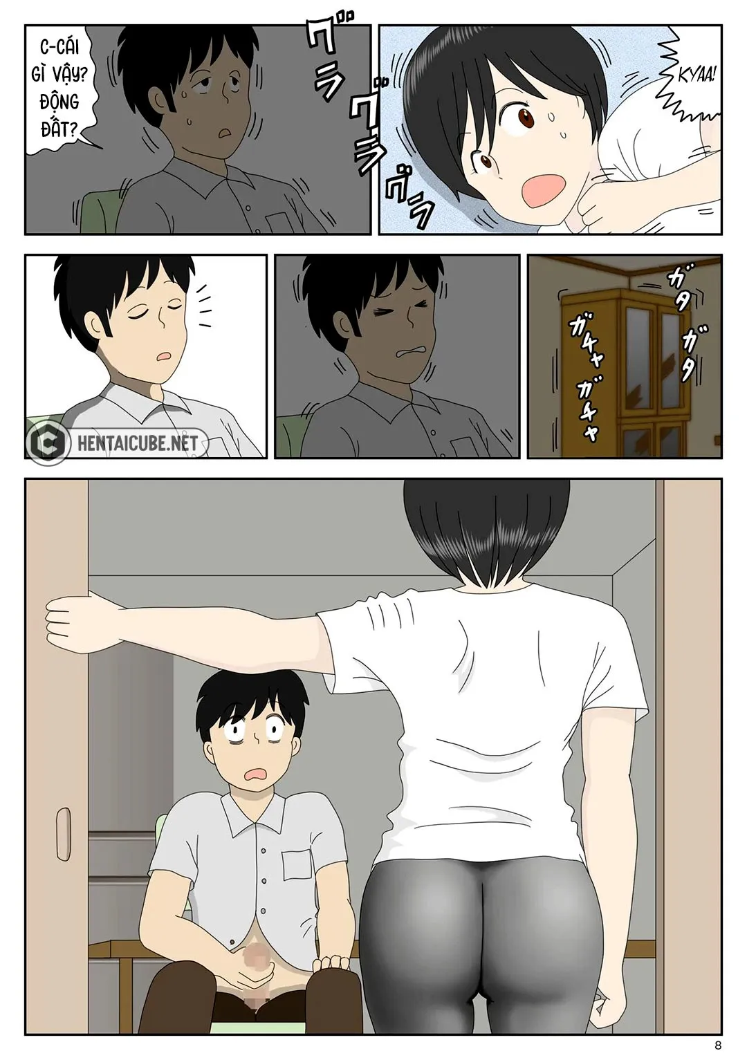 HentaiVN.net - Ảnh 9 - Bị mẹ phát hiện đang rình trộm thủ dâm [Onaneta Kaa-san; Masturbating to Mom] - Chap 1