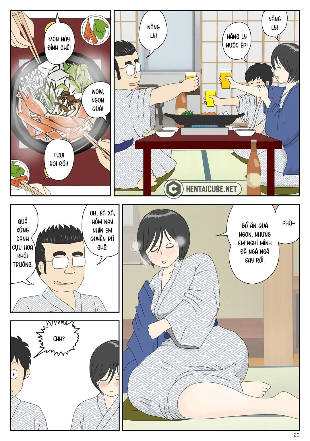HentaiVN.net - Ảnh 21 - Bị mẹ phát hiện đang rình trộm thủ dâm [Onaneta Kaa-san; Masturbating to Mom] - Chap 2 - Cha ở kế bên
