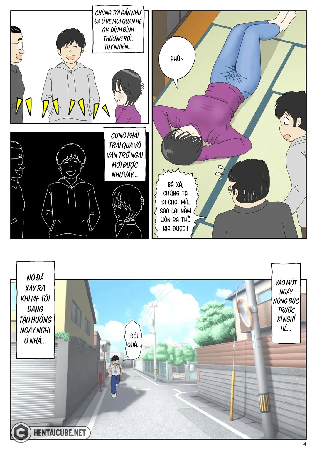 HentaiVN.net - Ảnh 5 - Bị mẹ phát hiện đang rình trộm thủ dâm [Onaneta Kaa-san; Masturbating to Mom] - Chap 2 - Cha ở kế bên