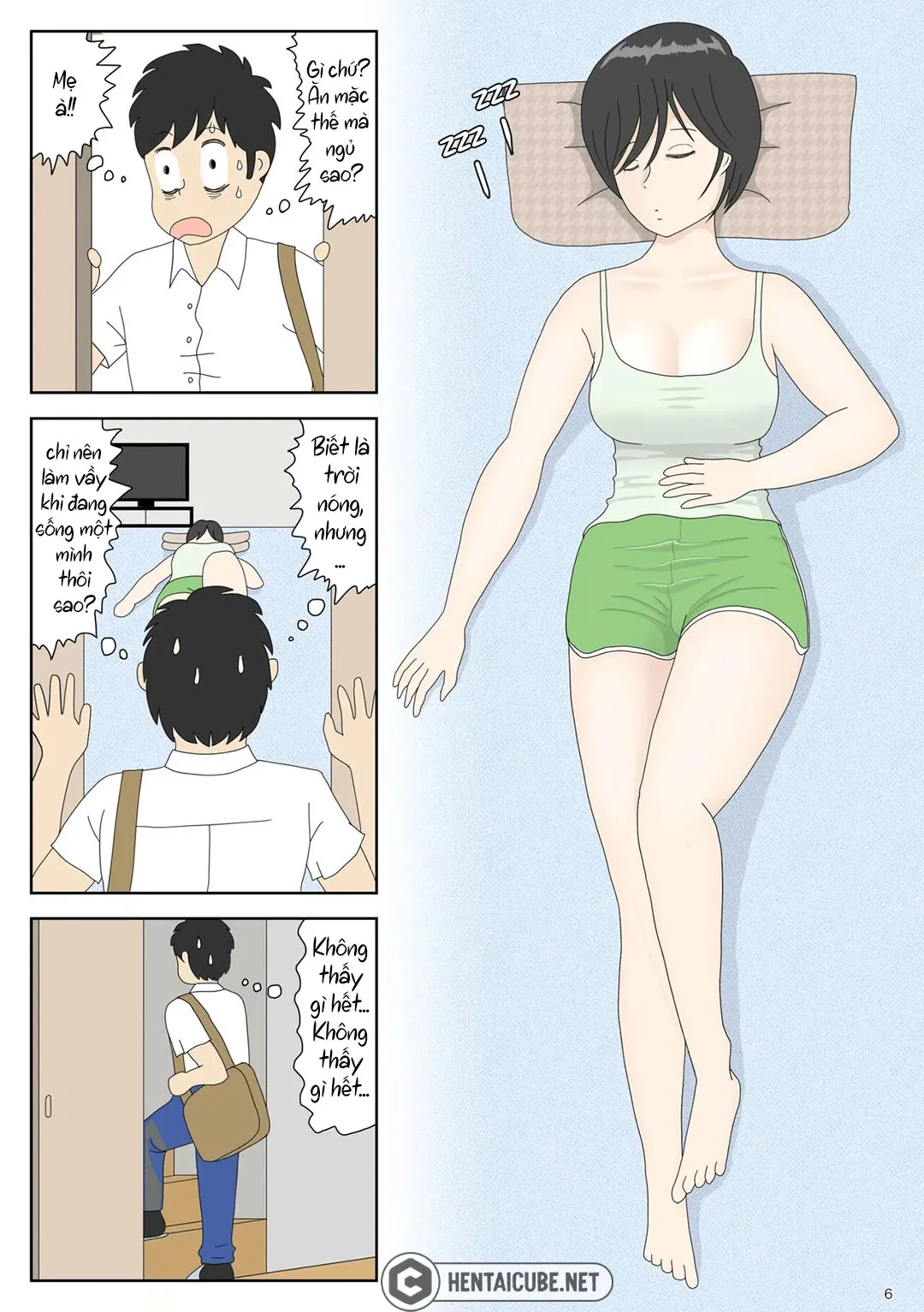 HentaiVN.net - Ảnh 7 - Bị mẹ phát hiện đang rình trộm thủ dâm [Onaneta Kaa-san; Masturbating to Mom] - Chap 2 - Cha ở kế bên