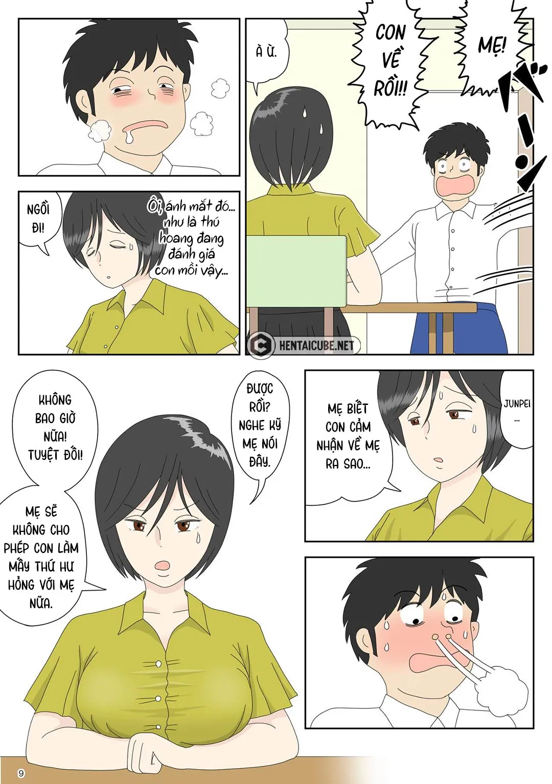 HentaiVN.net - Ảnh 10 - Bị mẹ phát hiện đang rình trộm thủ dâm [Onaneta Kaa-san; Masturbating to Mom] - Chap 3 - Đỉnh cao sung sướng