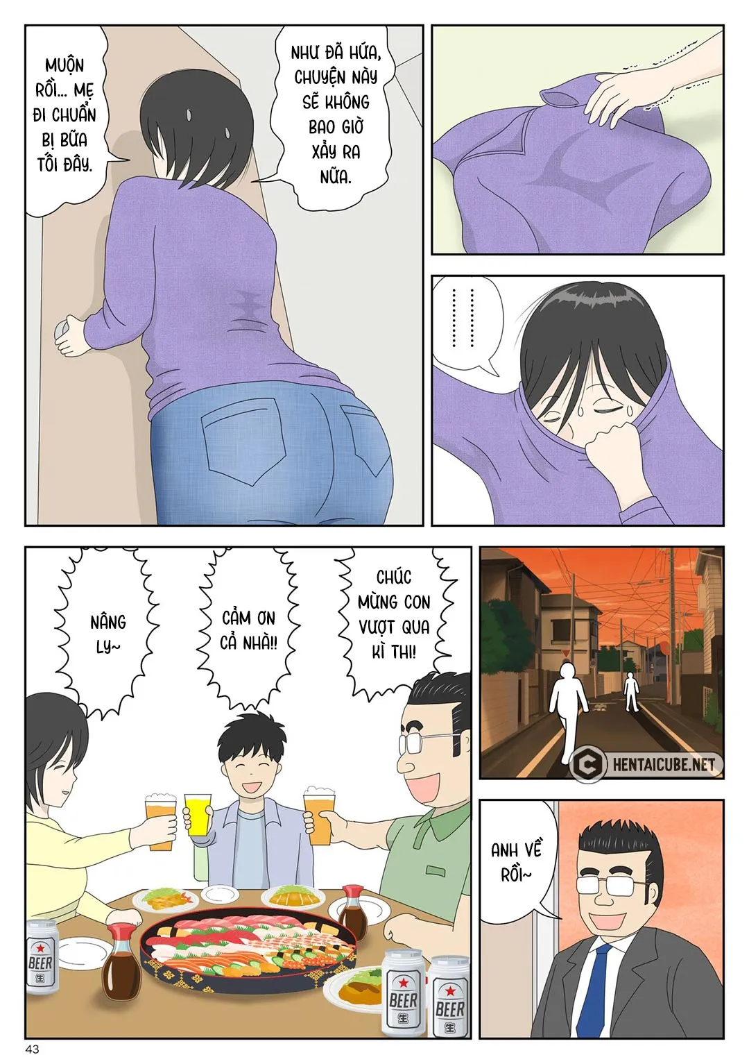 HentaiVN.net - Ảnh 44 - Bị mẹ phát hiện đang rình trộm thủ dâm [Onaneta Kaa-san; Masturbating to Mom] - Chap 3 - Đỉnh cao sung sướng