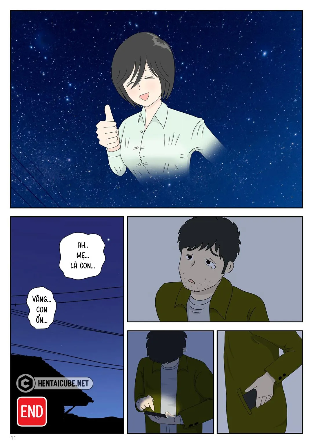 HentaiVN.net - Ảnh 12 - Bị mẹ phát hiện đang rình trộm thủ dâm [Onaneta Kaa-san; Masturbating to Mom] - Chap 5 - Sau cuối | Hết